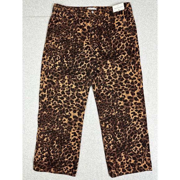 Abercrombie & Fitch Denim - NEW Abercrombie Fitch Slouchy Jeans Womens 33 Brown Leopard Print Mid Rise Denim